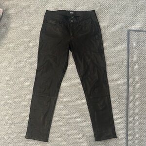 Paige Black Leather-Look Skinny Pants